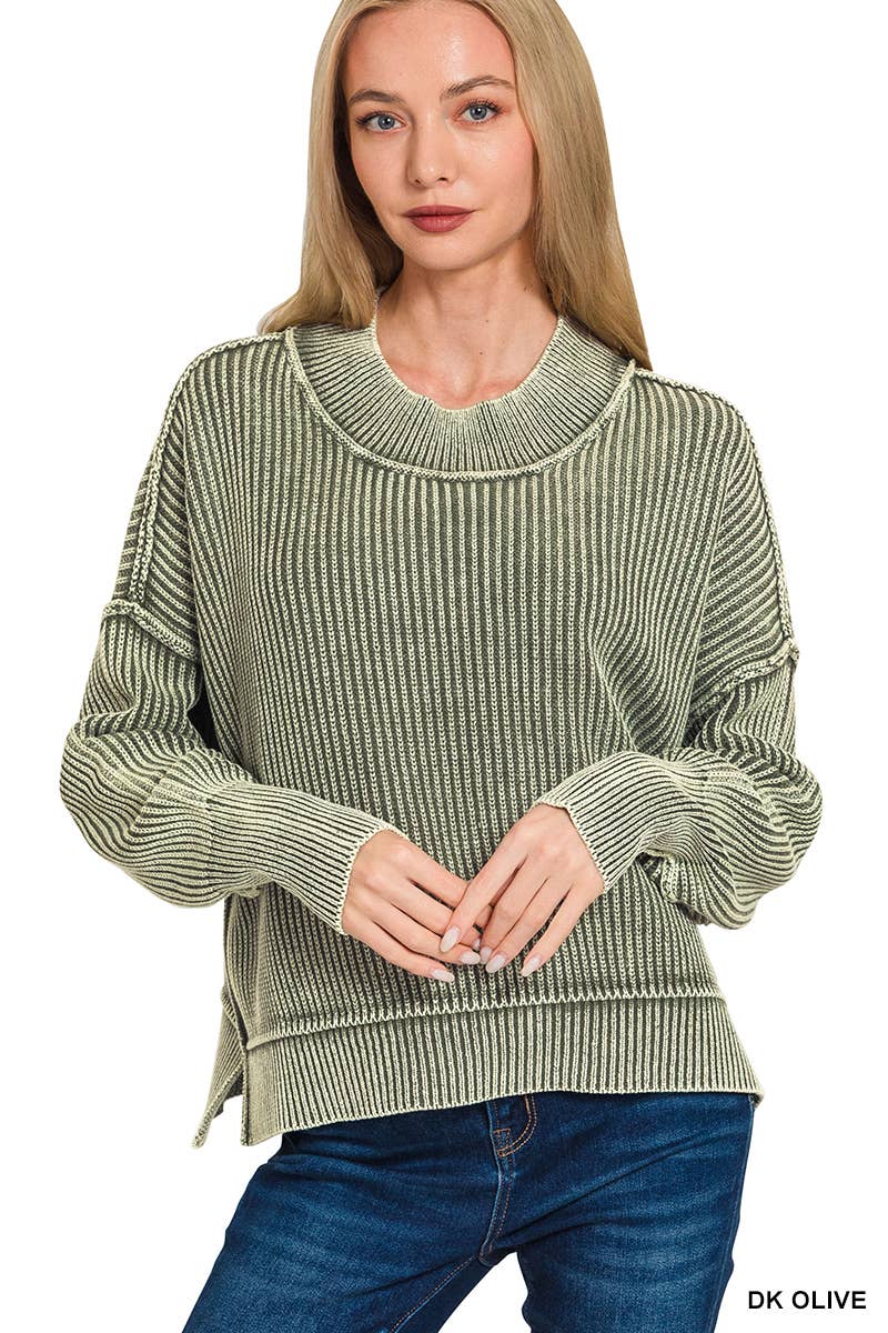 Olive Washed Sweater