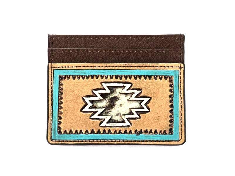 Western Tooled Aztec Cut Genuine Leather Card Holder