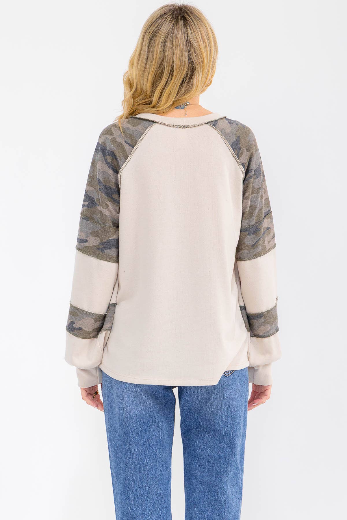 Camo Raglan Long Sleeve Top
