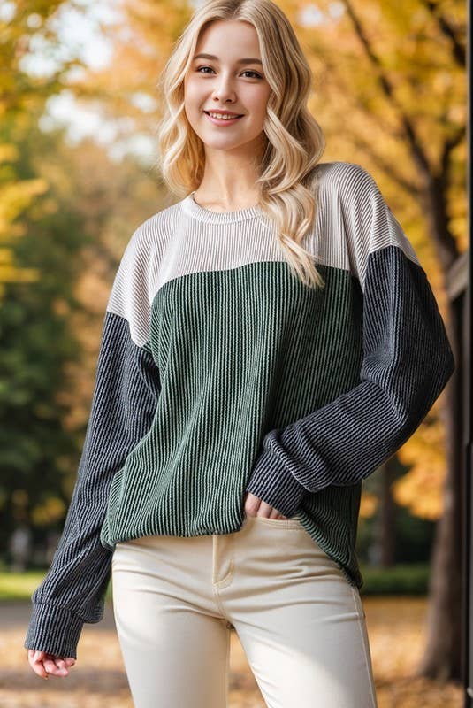 Olive Ribbed Top