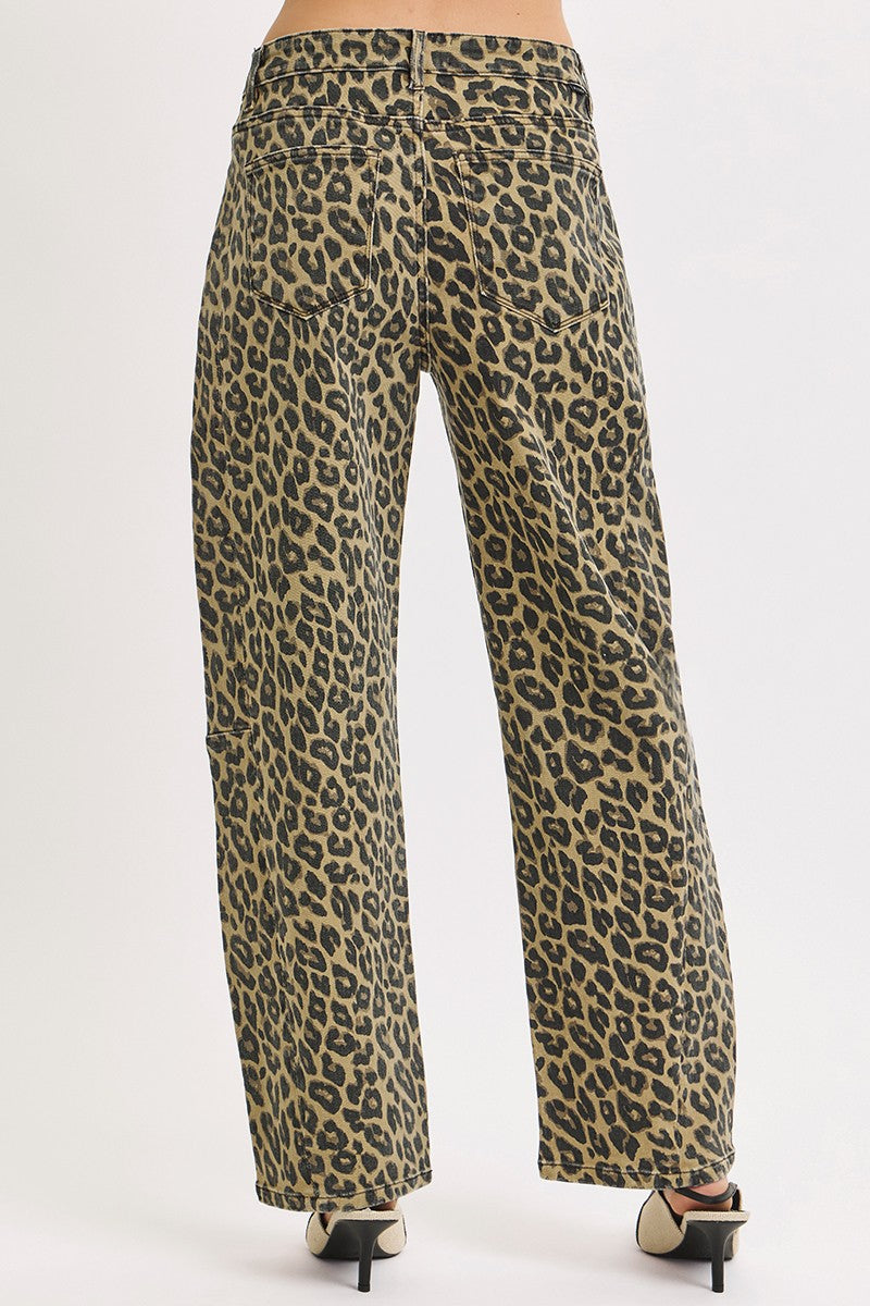 Slouchy Leopard Barrel Pants - CN
