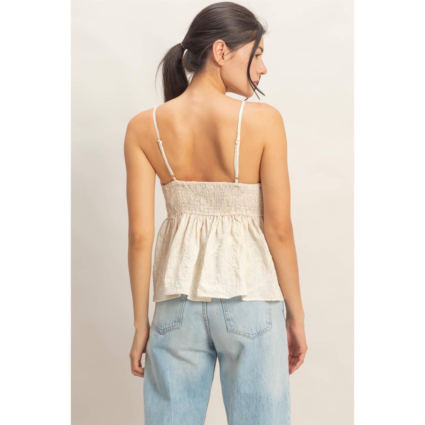 Embroidered Cream Top - CN
