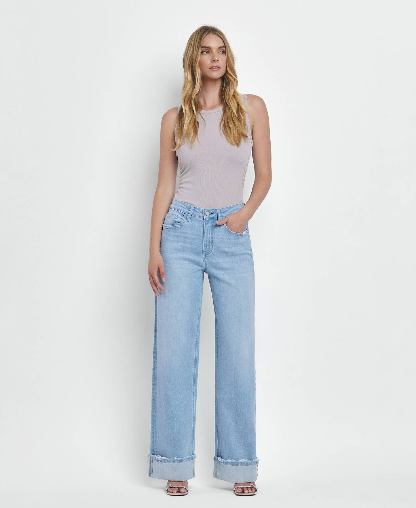 Cuffed Baggy Jeans - CN