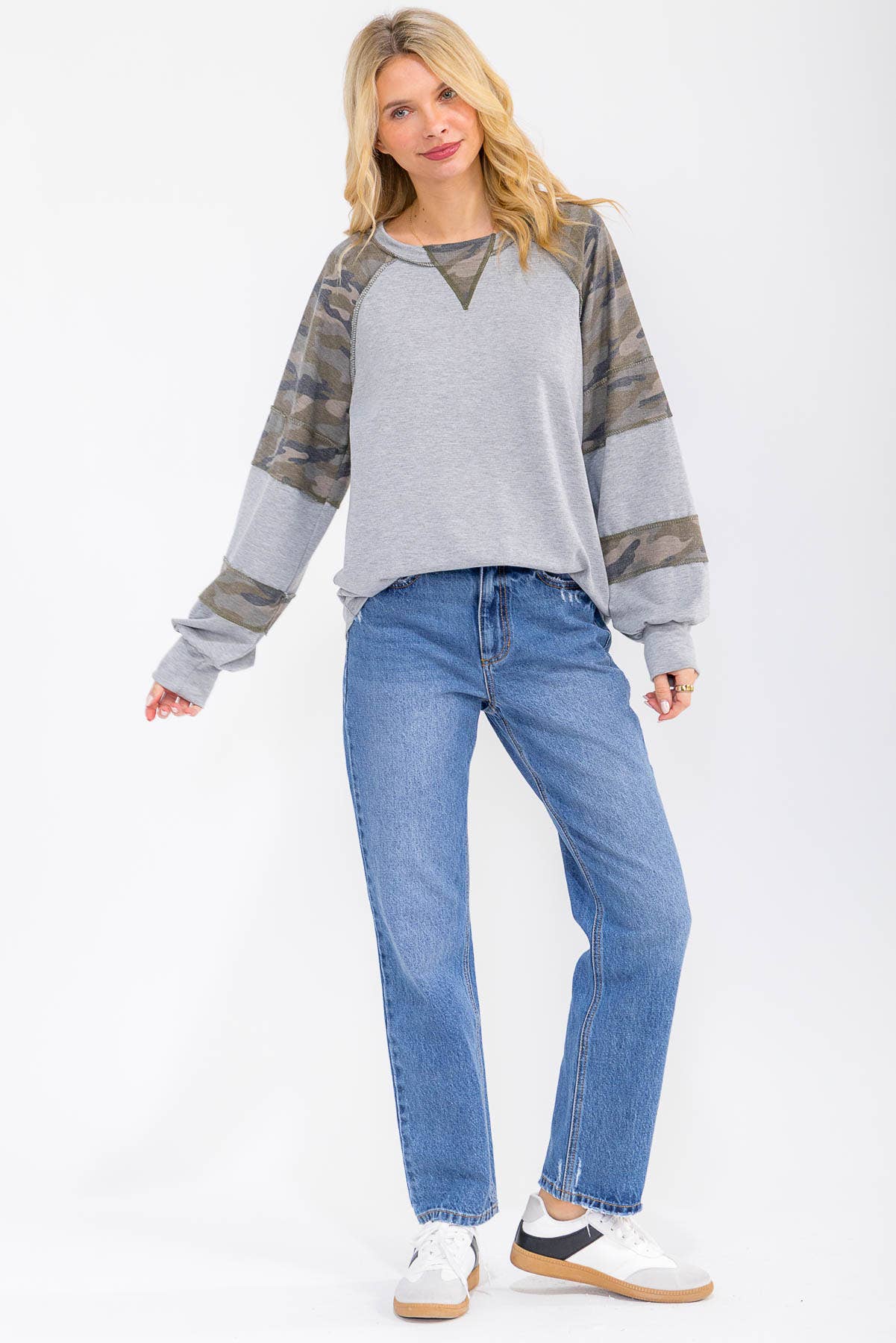 Camo Raglan Long Sleeve Top