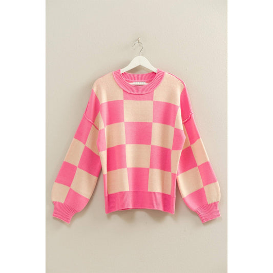 Pink Checkered Sweater