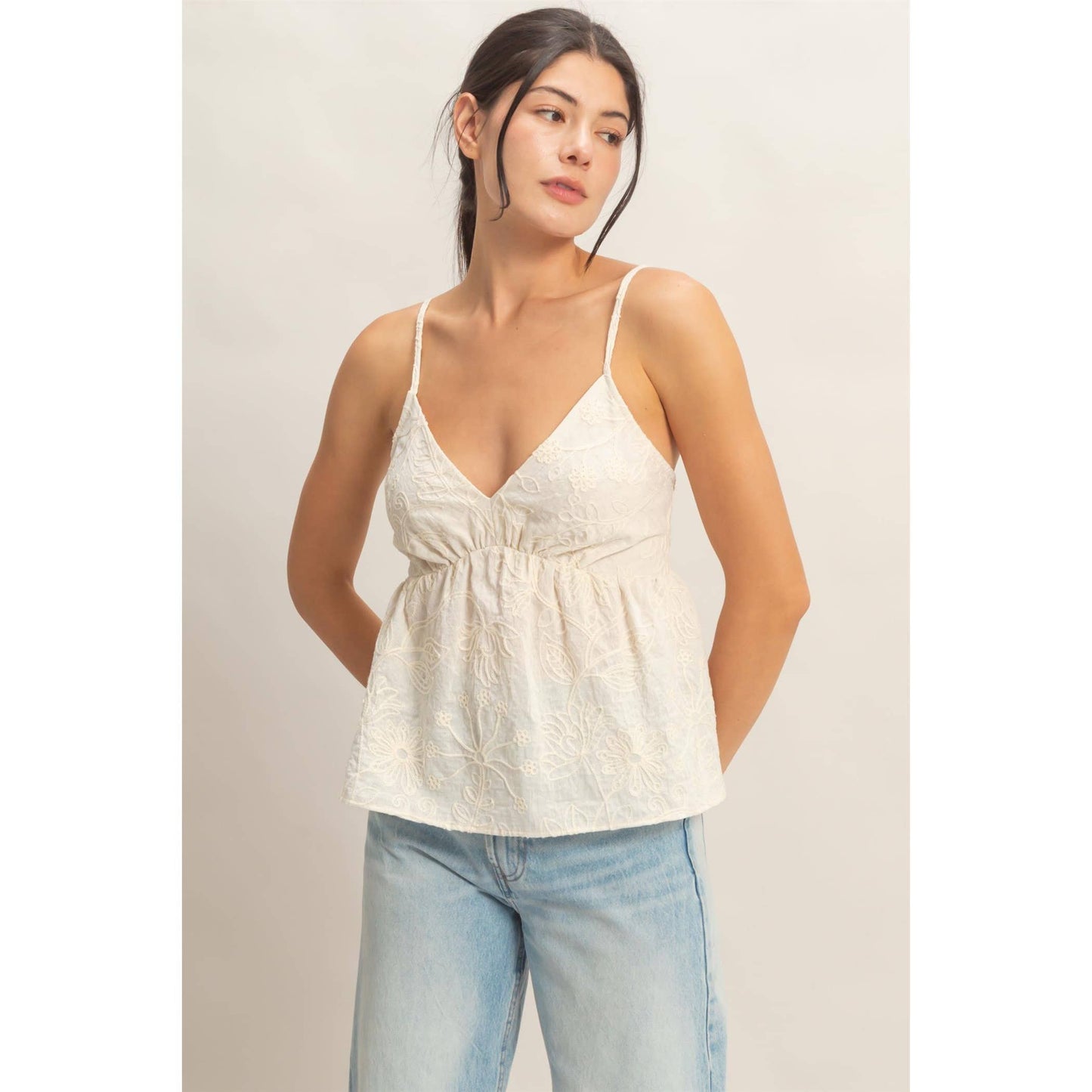 Embroidered Cream Top - CN