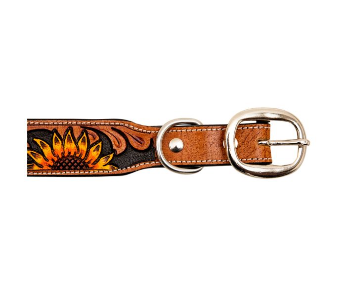 Zoomper Hand-Tooled Leather Dog Collar