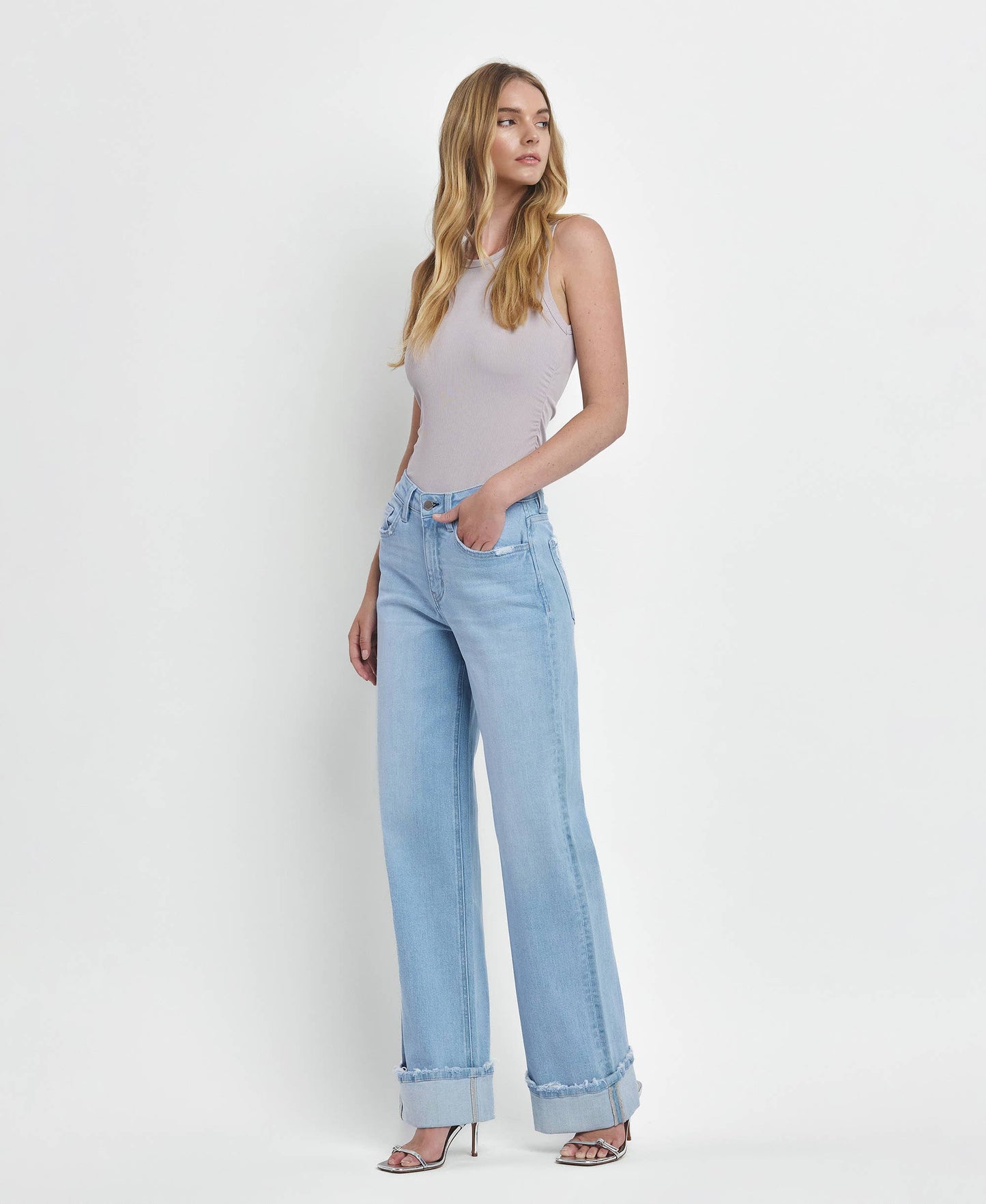Cuffed Baggy Jeans - CN