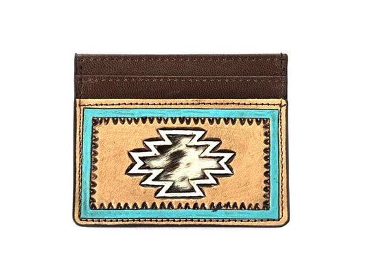 Western Tooled Aztec Cut Genuine Leather Card Holder