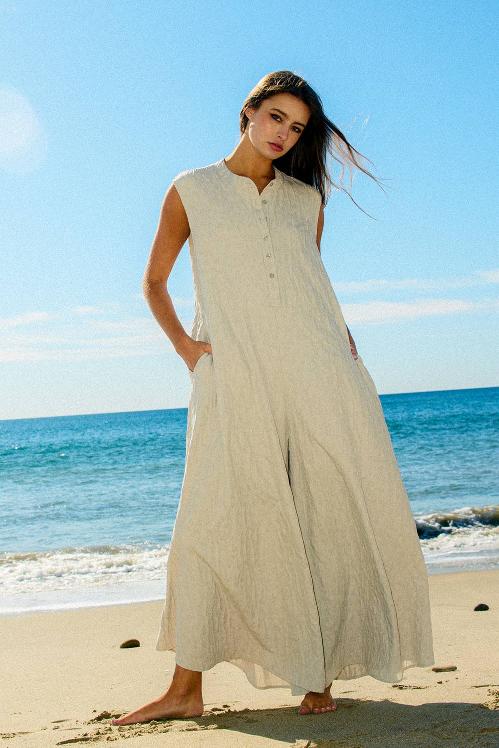 Cream Wideleg Jumpsuit - CN