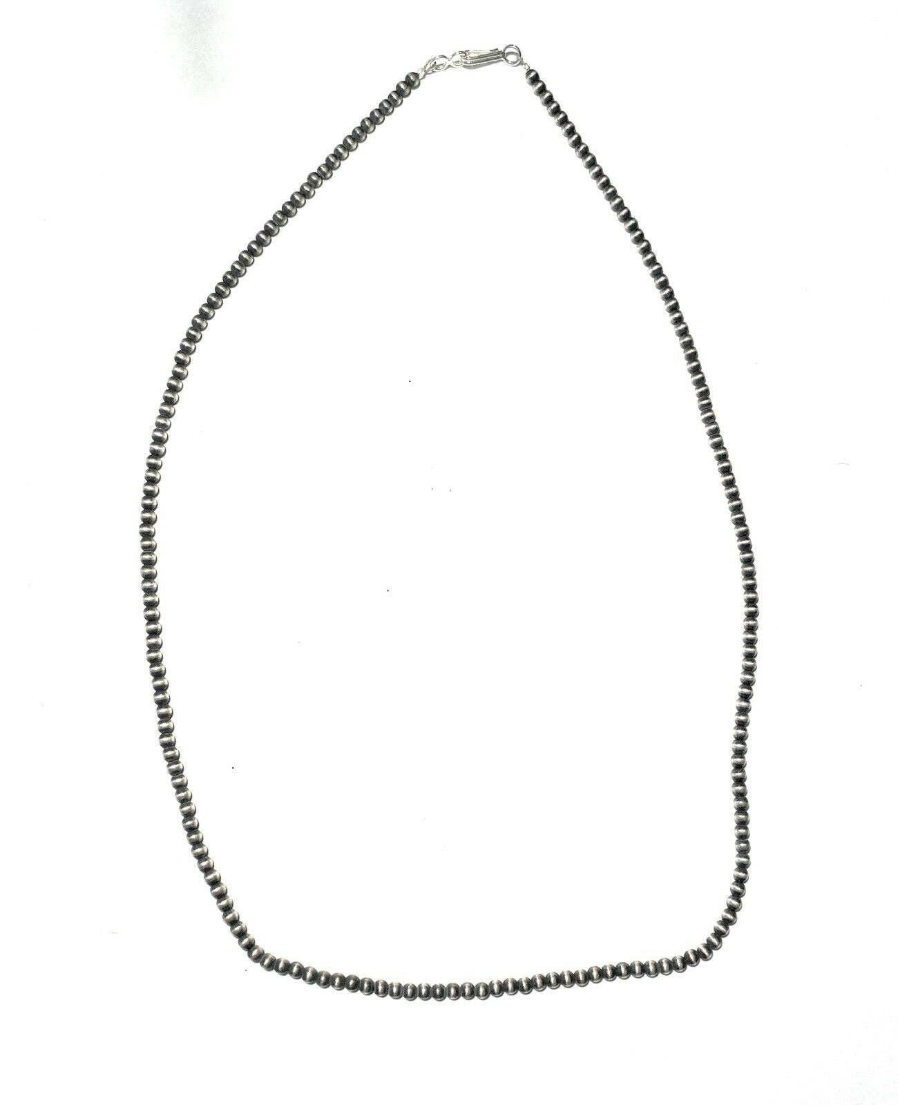 3mm Sterling Silver Beaded Necklace: 16 inch