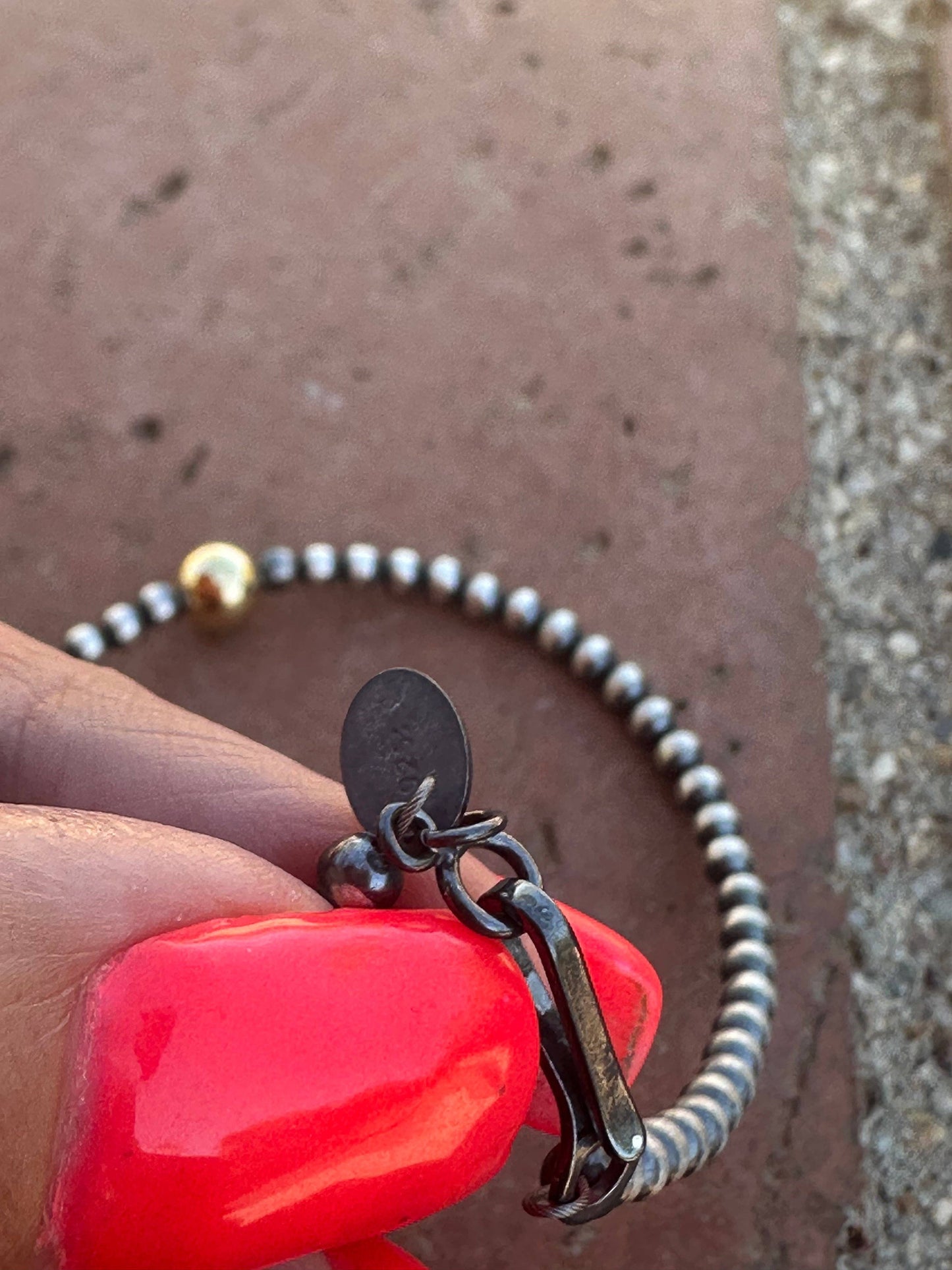 Sterling Silver & Gold Beaded Necklace: 18 inch