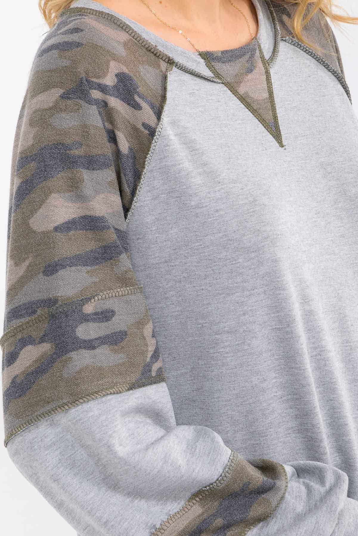 Camo Raglan Long Sleeve Top