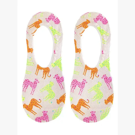 Cheetah No Show Socks