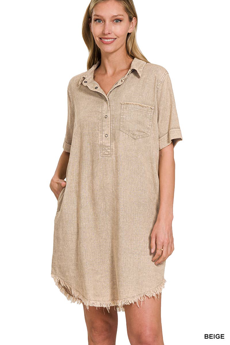 Beige Washed Dress