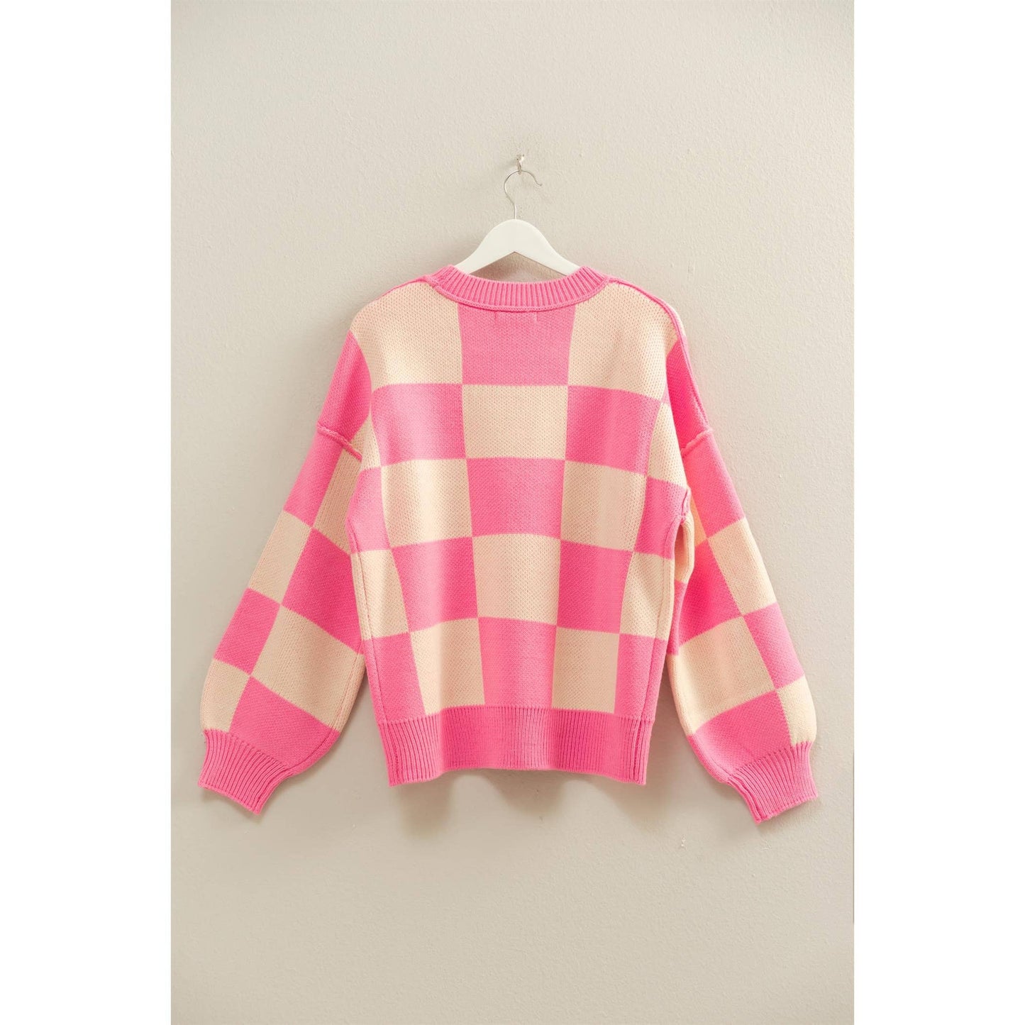 Pink Checkered Sweater