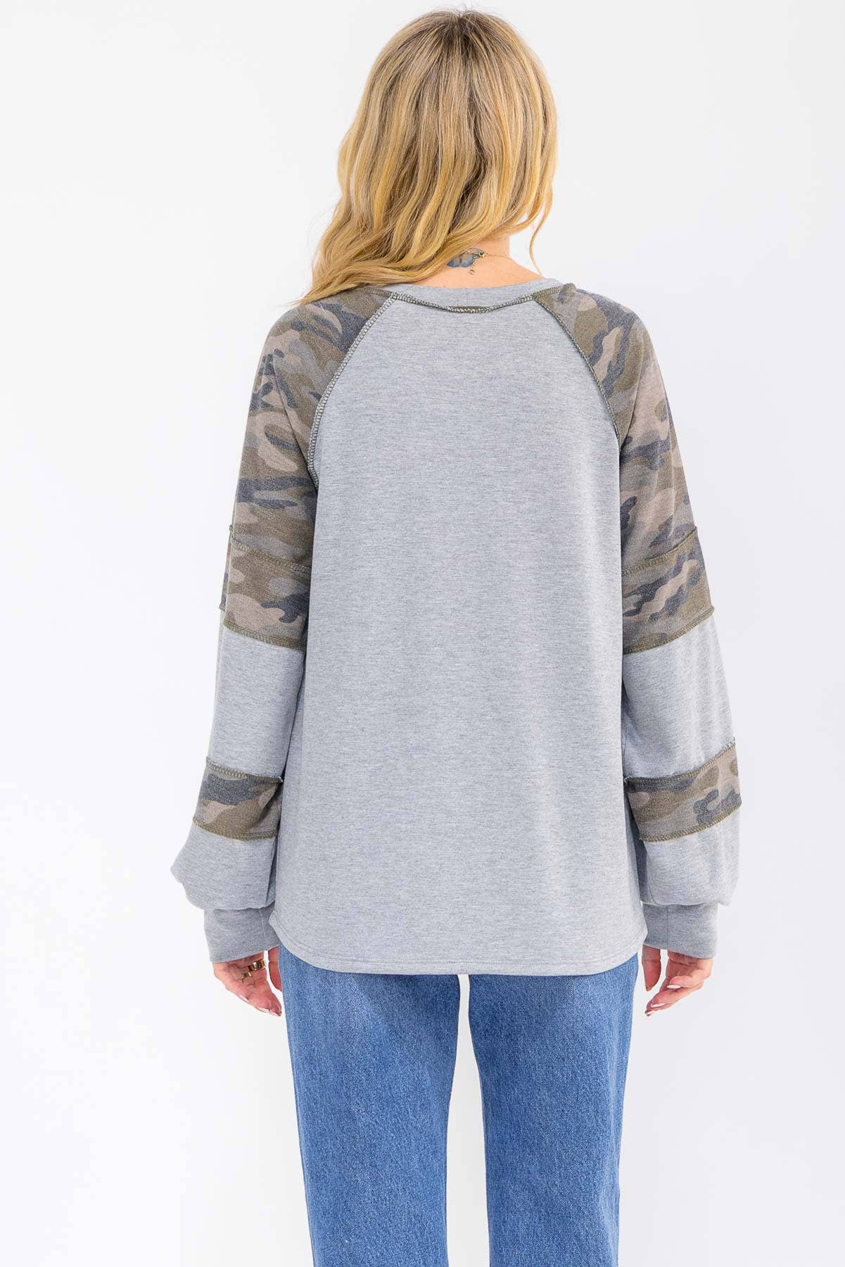 Camo Raglan Long Sleeve Top