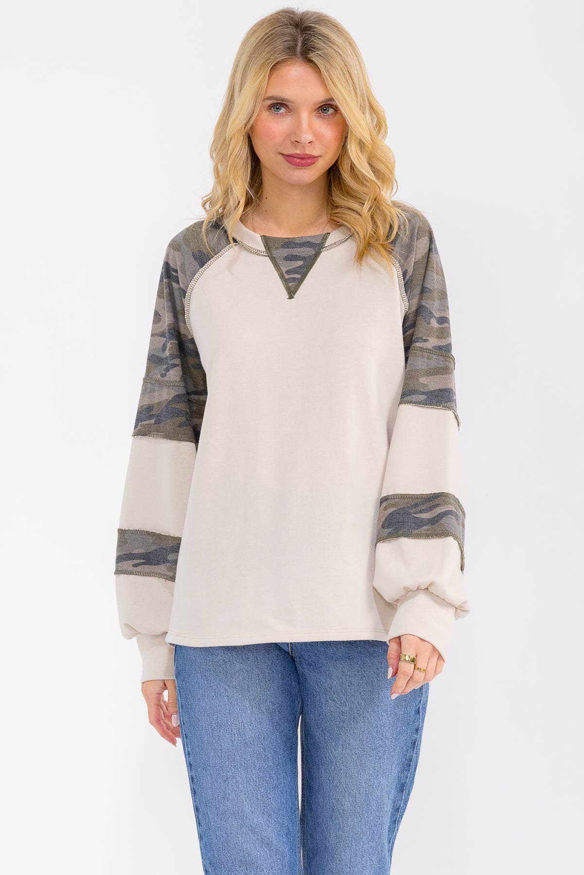 Camo Raglan Long Sleeve Top