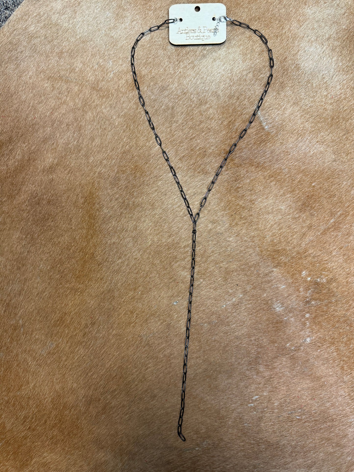 Black Lariat Chain Necklace