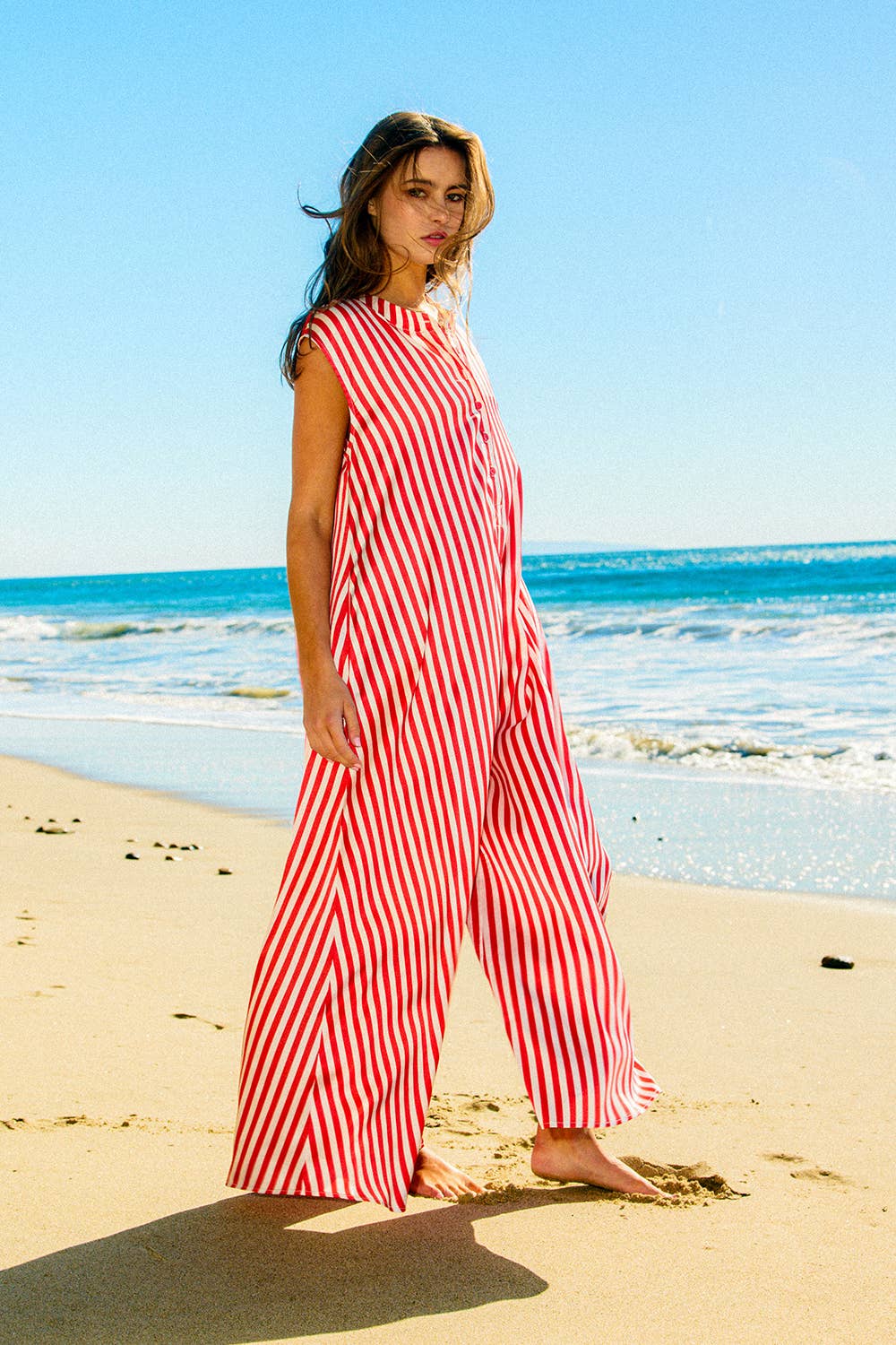 Red Wideleg Jumpsuit - CN