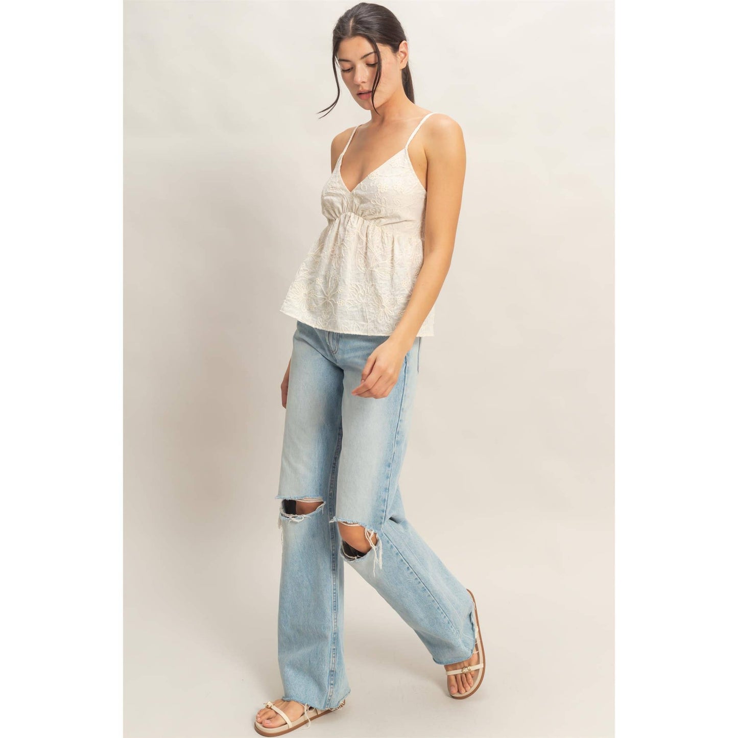 Embroidered Cream Top - CN