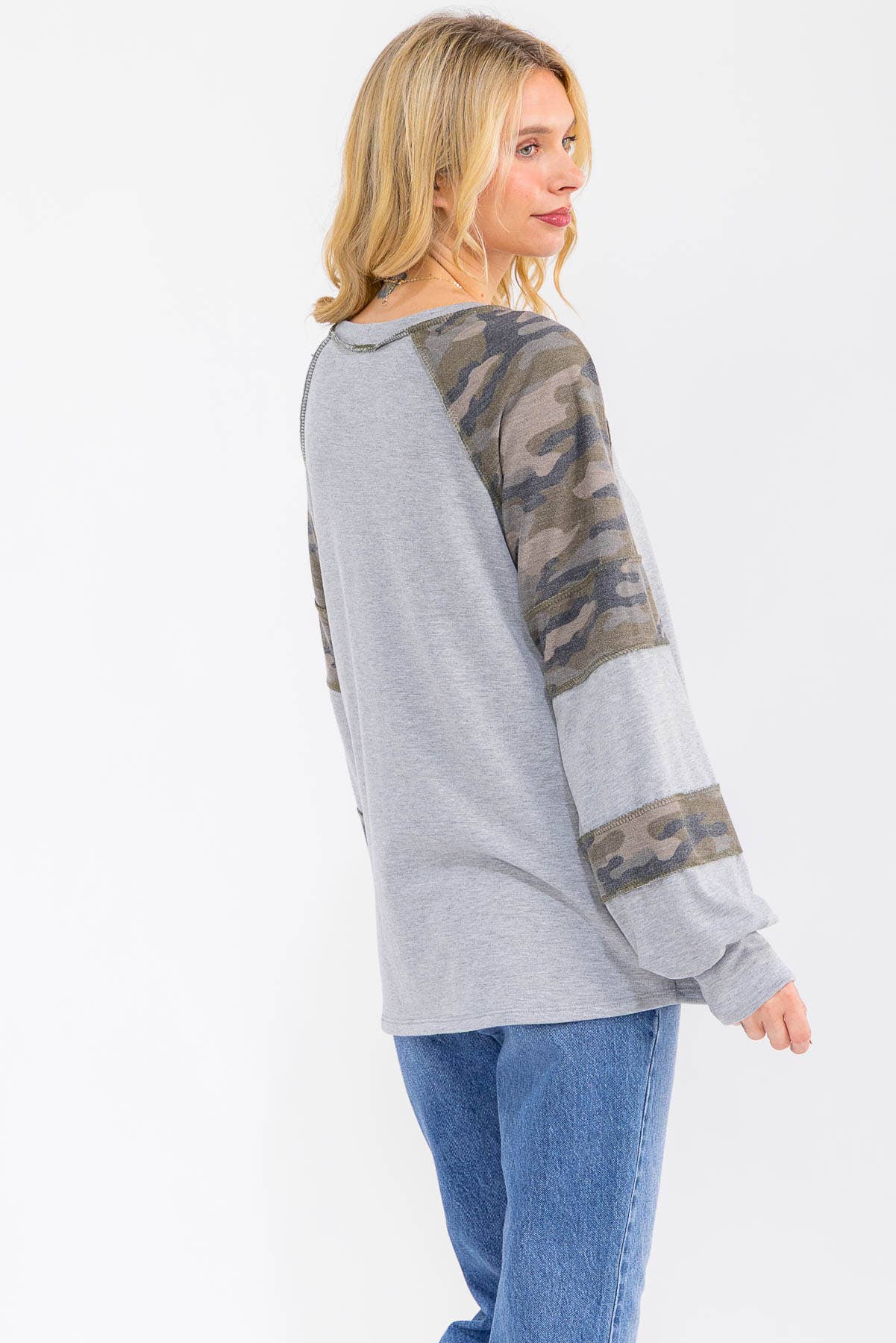 Camo Raglan Long Sleeve Top