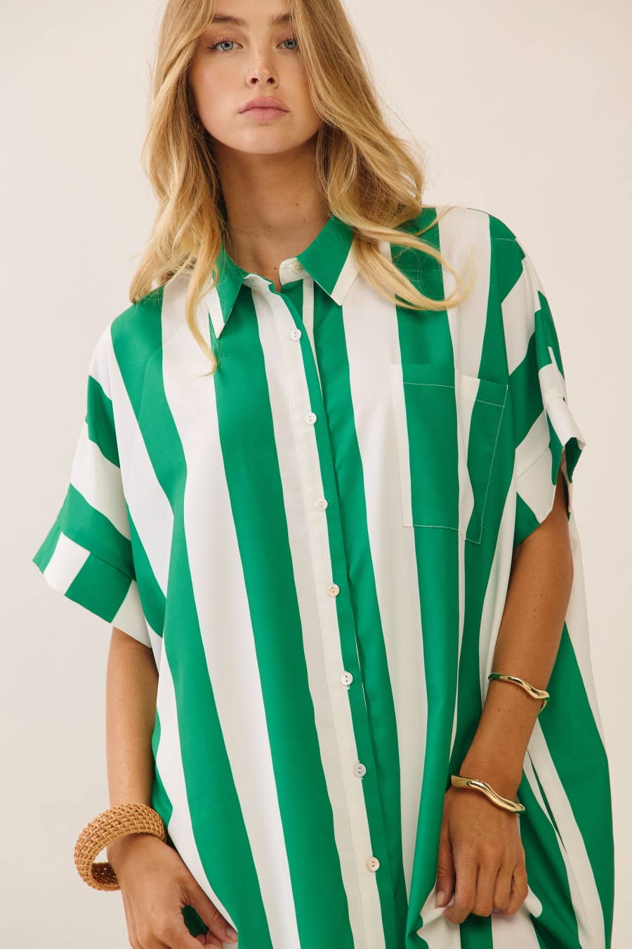 Green Striped Dress - CN