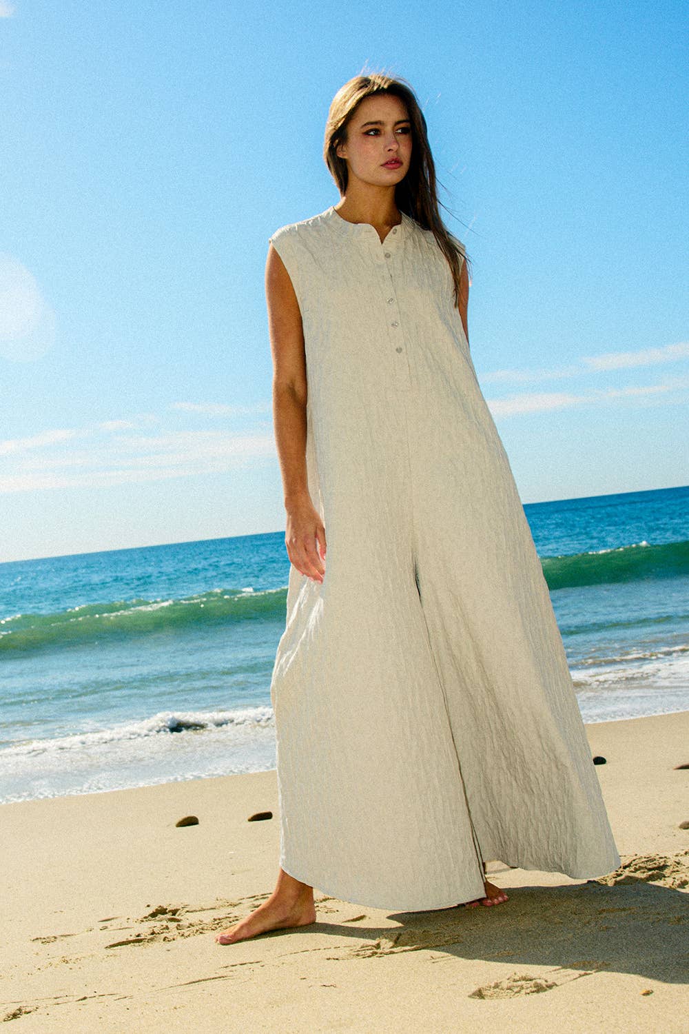 Cream Wideleg Jumpsuit - CN