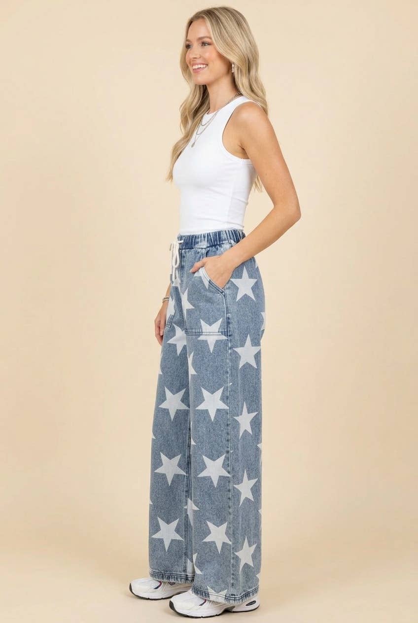 Star Drawstring Pants - CN