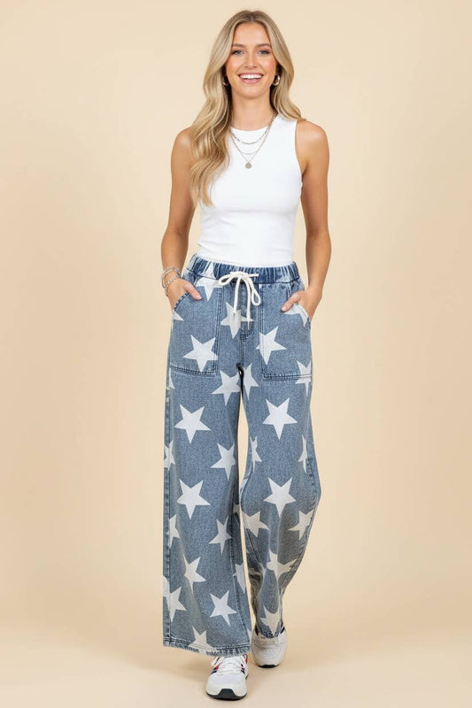 Star Drawstring Pants - CN