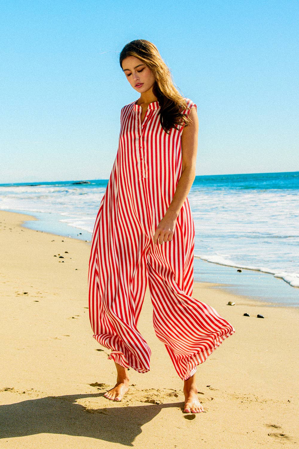 Red Wideleg Jumpsuit - CN