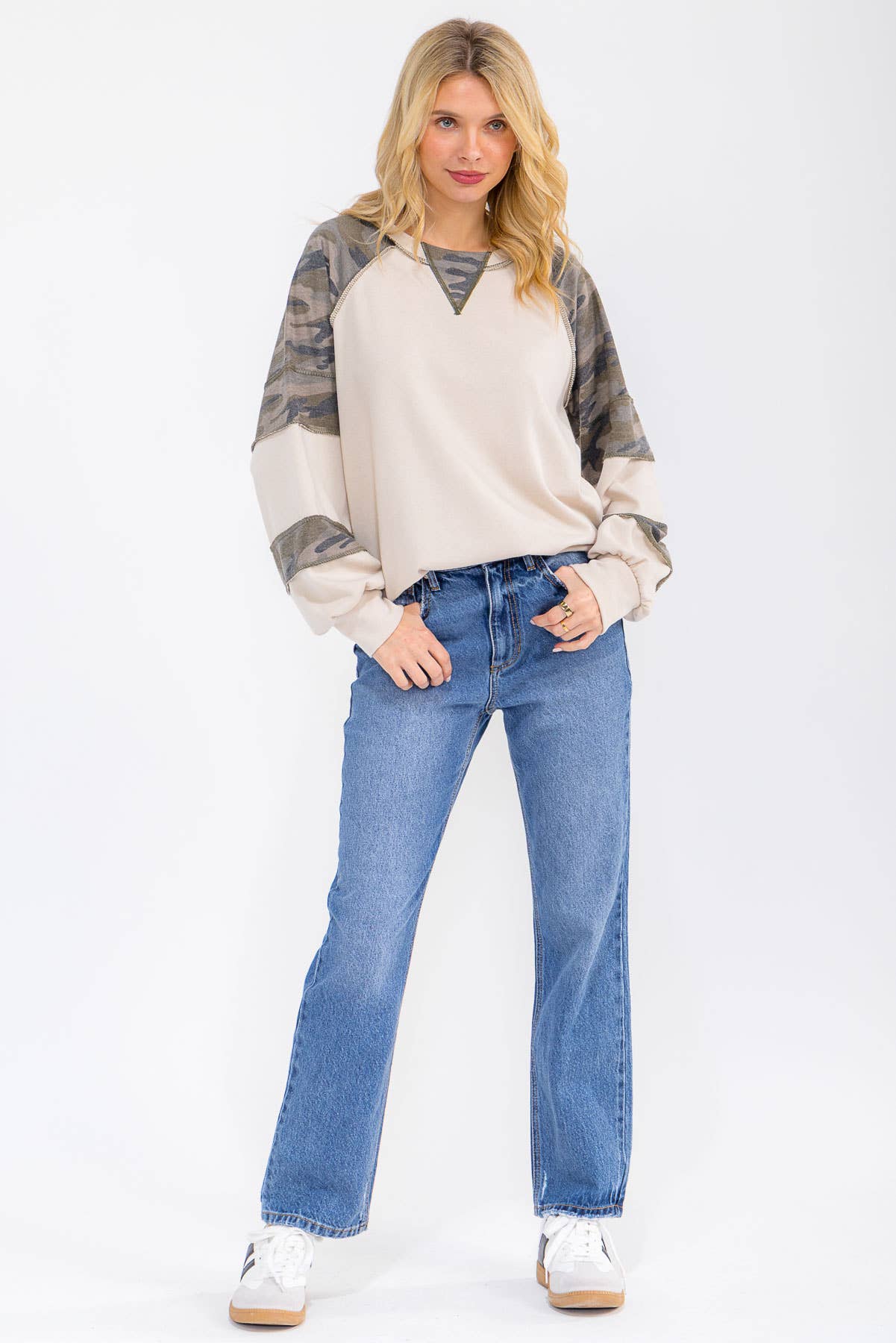 Camo Raglan Long Sleeve Top