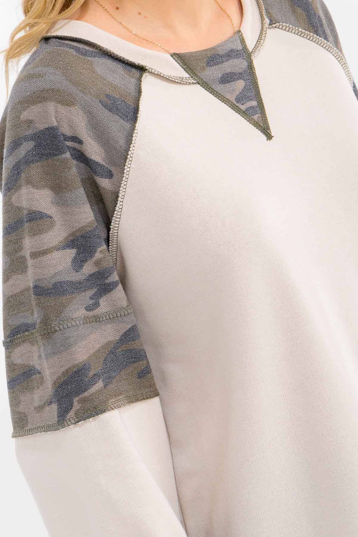 Camo Raglan Long Sleeve Top