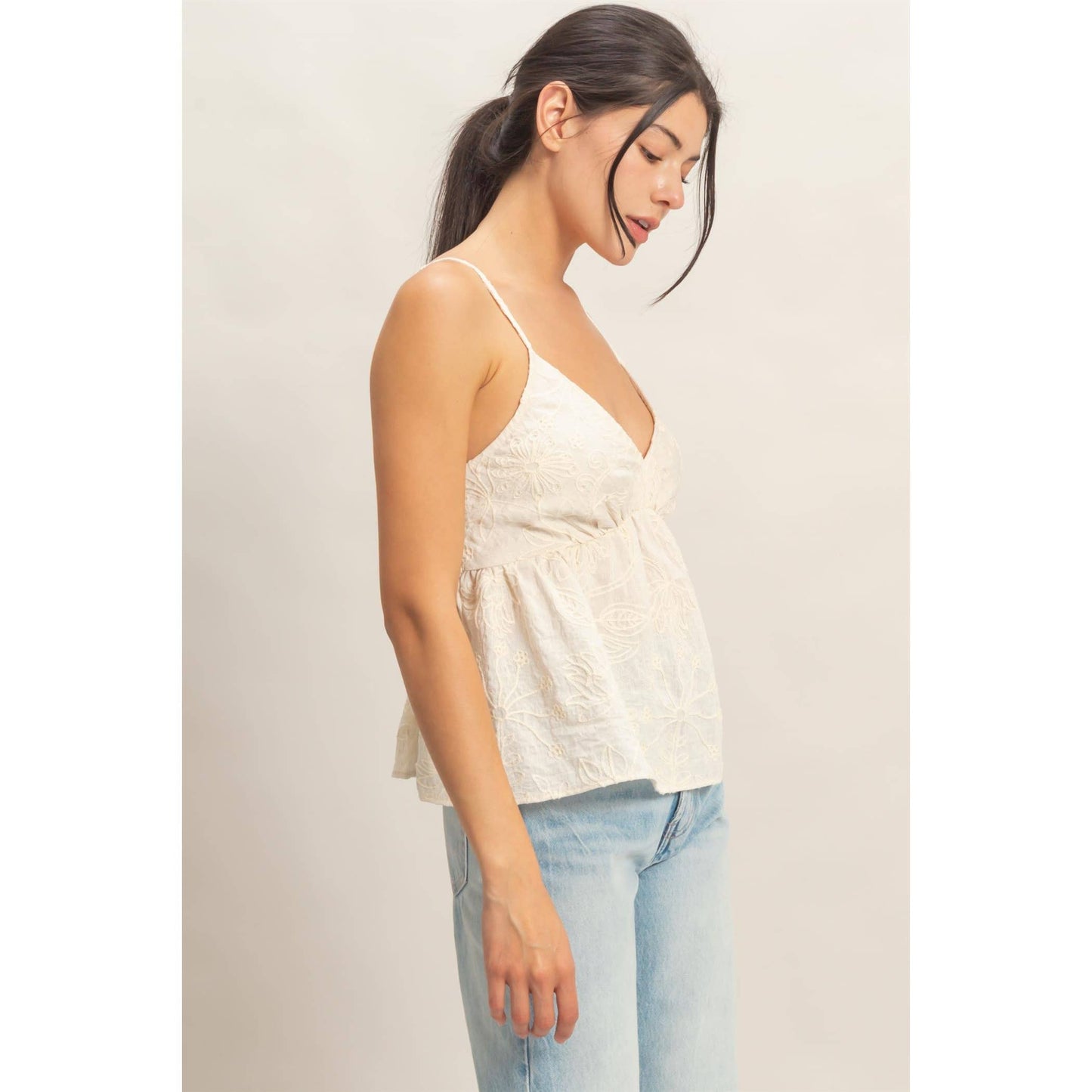 Embroidered Cream Top - CN