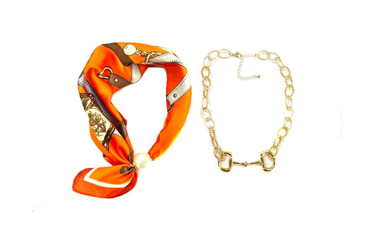 Snaffle Bit & Scarf Necklace Set - CN