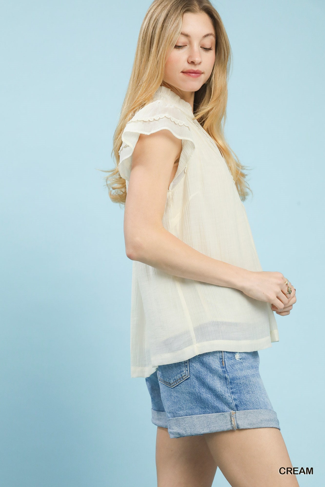 Cream Scalloped Top - CN