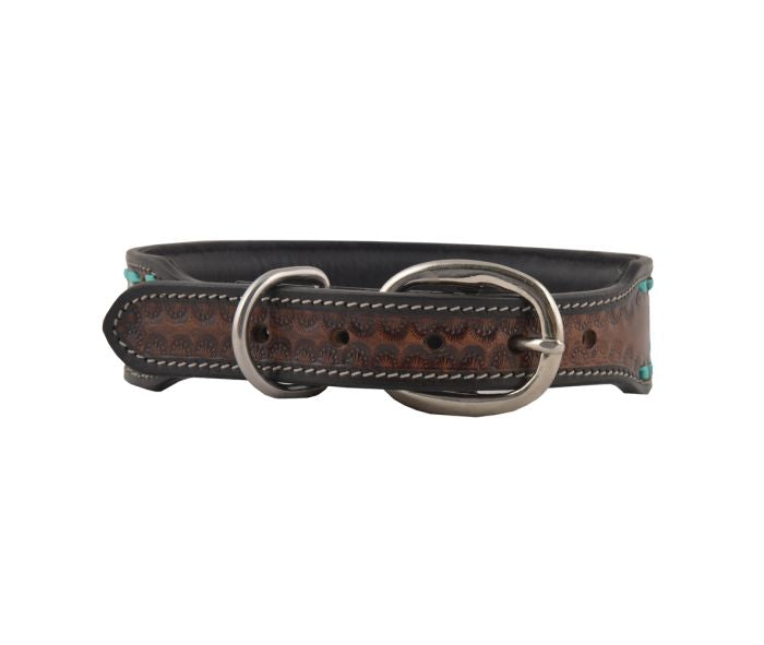 Scenic Hand-Tooled Leather Dog Collar