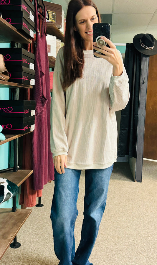 Ribbed Corduroy Oversized Top