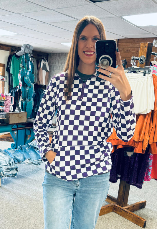 Purple Checkered Pullover