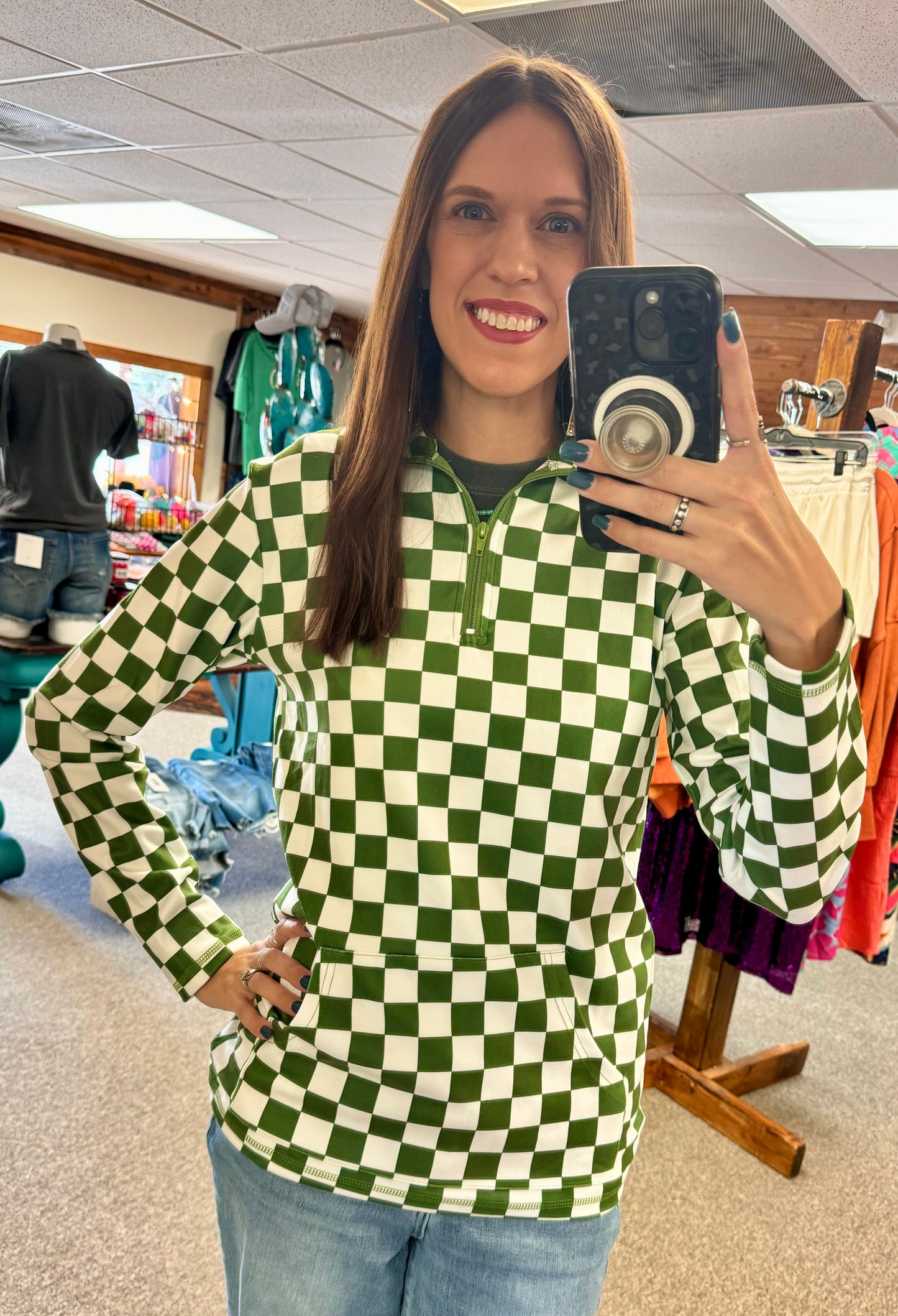 Green Checkered Pullover