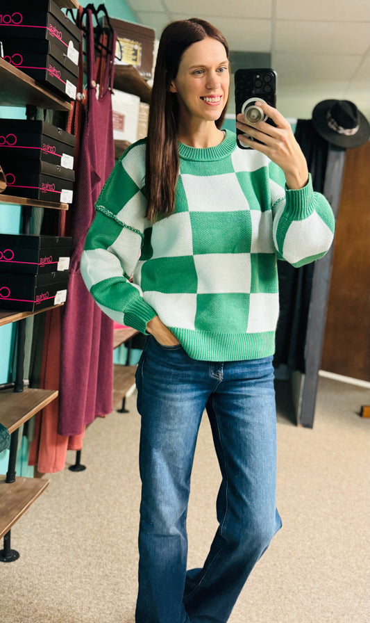 Green Checkered Sweater