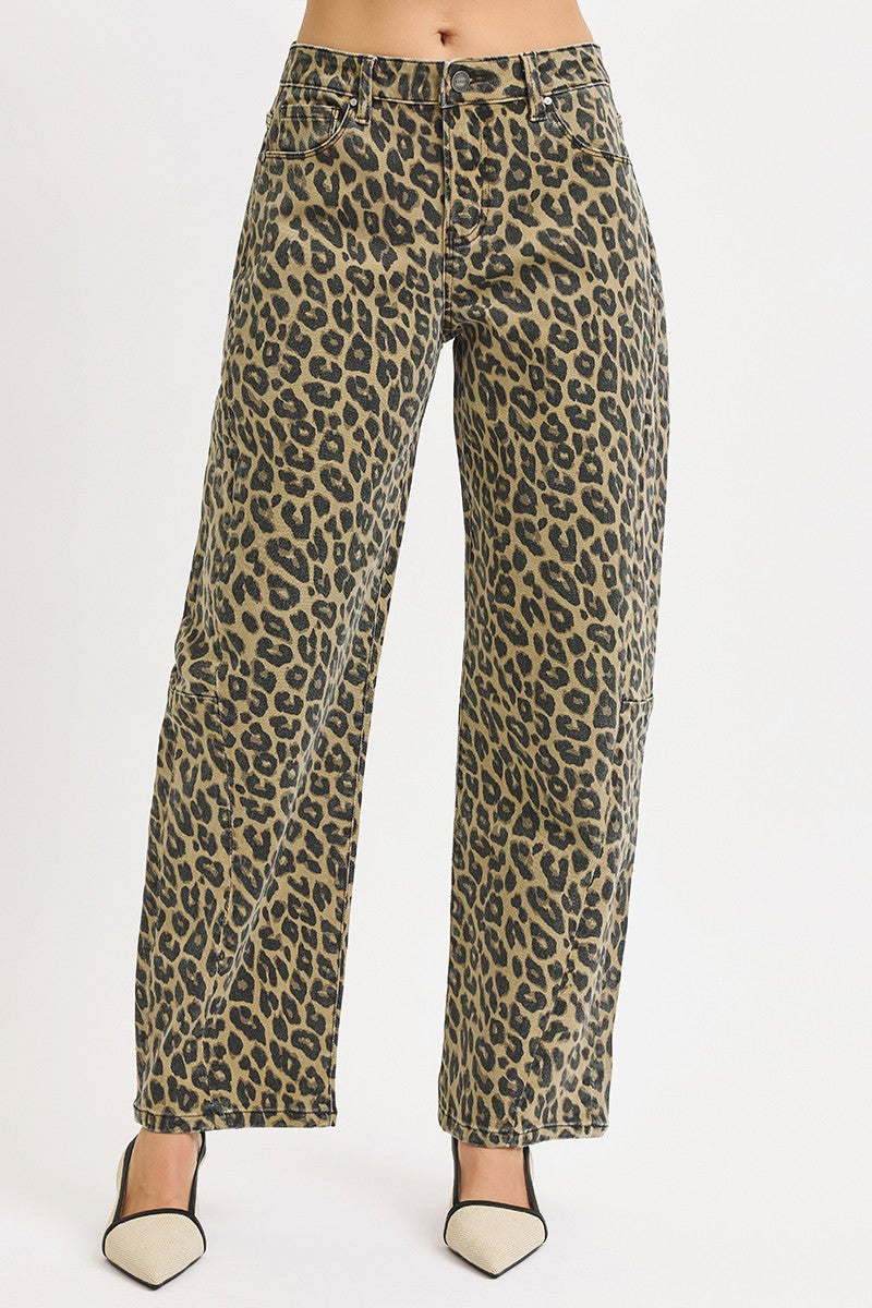 Slouchy Leopard Barrel Pants - CN
