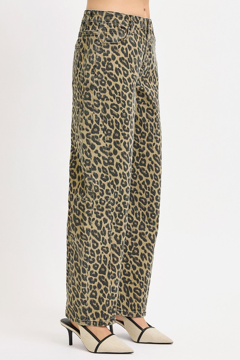 Slouchy Leopard Barrel Pants - CN