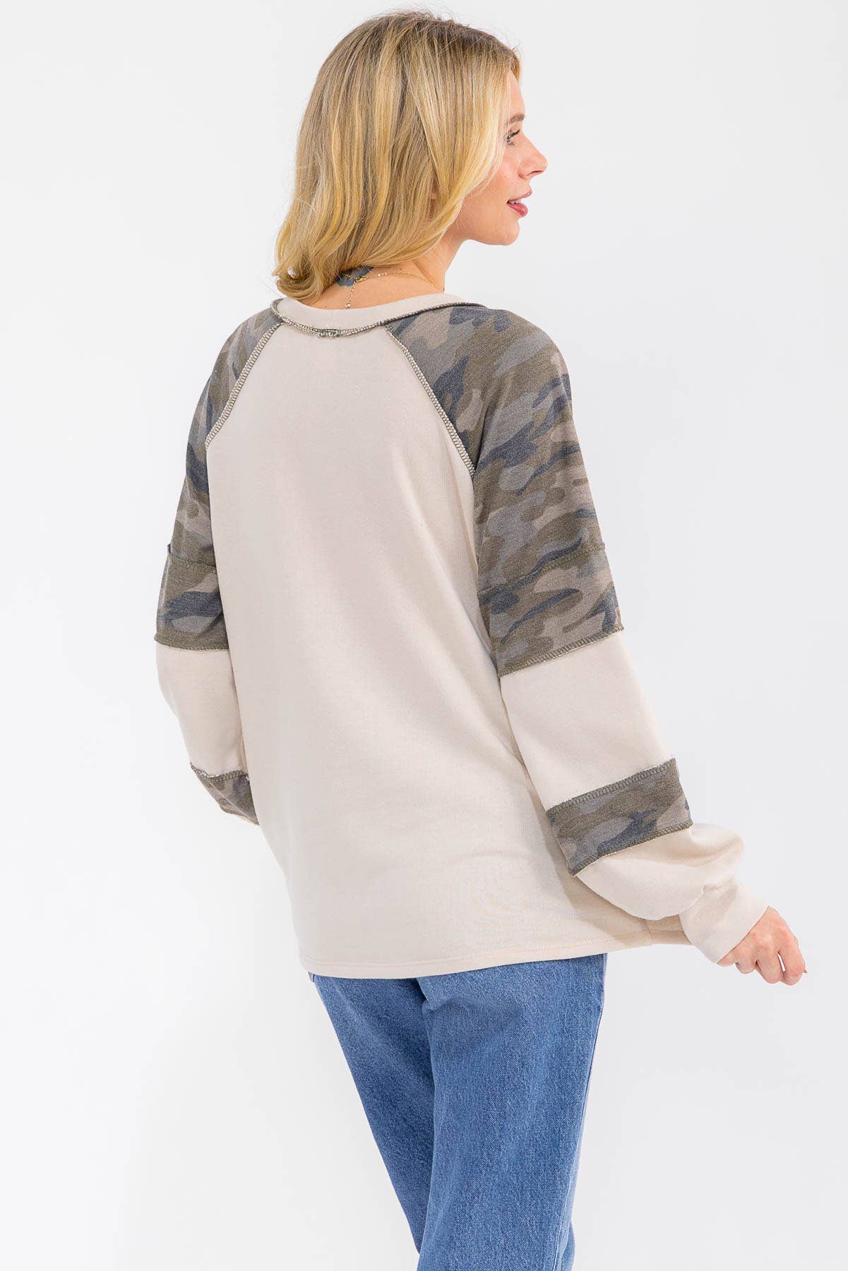Camo Raglan Long Sleeve Top