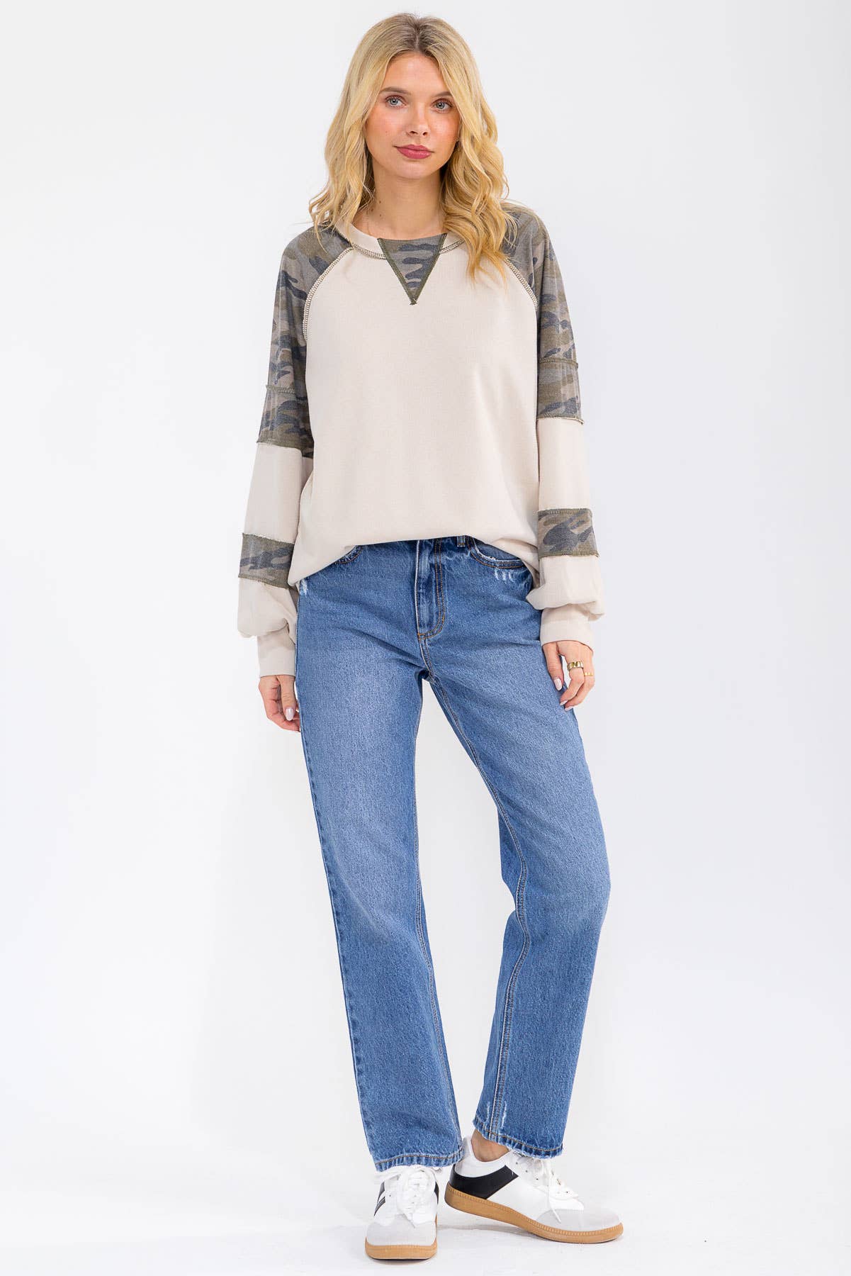 Camo Raglan Long Sleeve Top