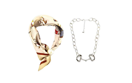 Snaffle Bit & Scarf Necklace Set - CN