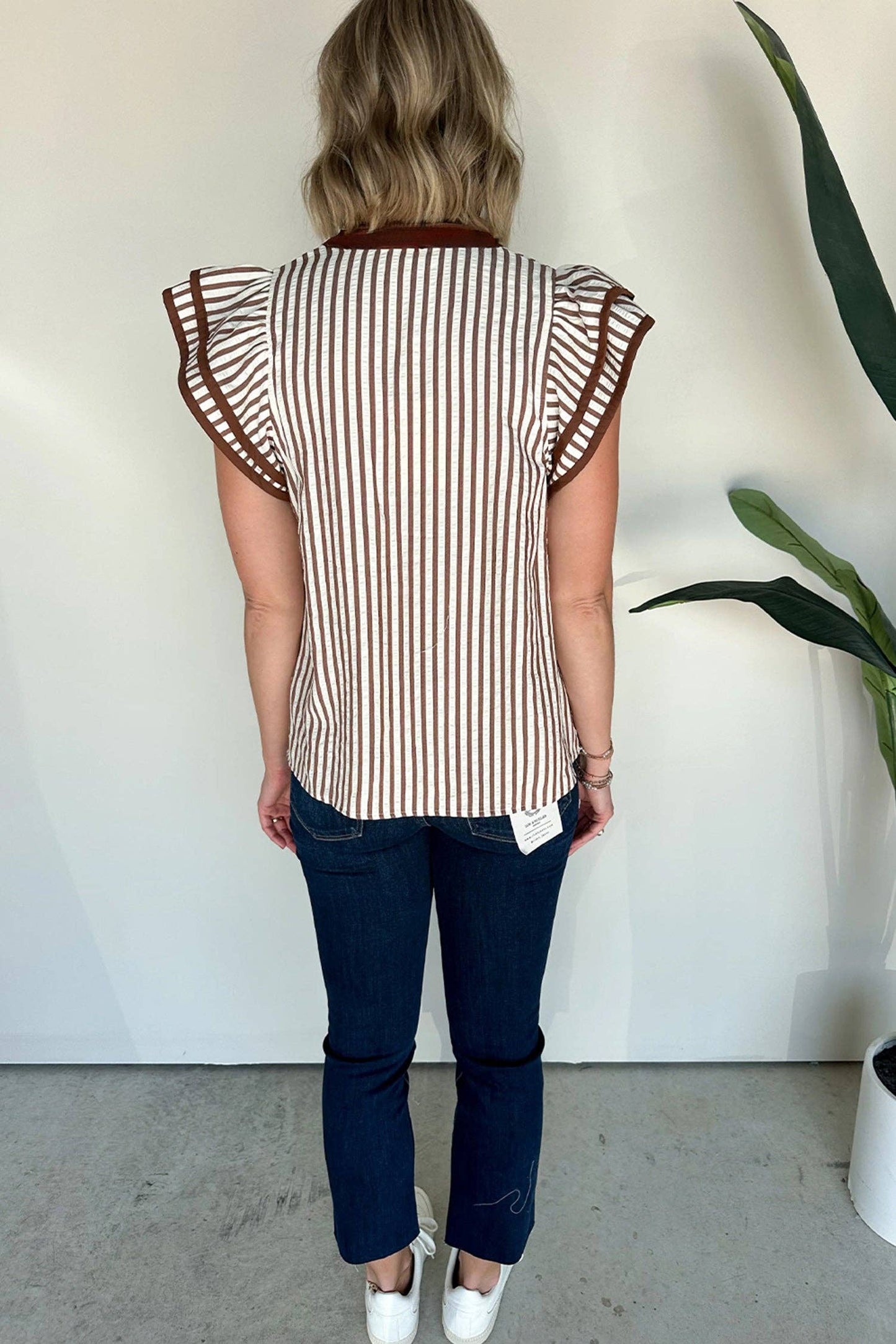 Khaki Stripe Blouse - CN