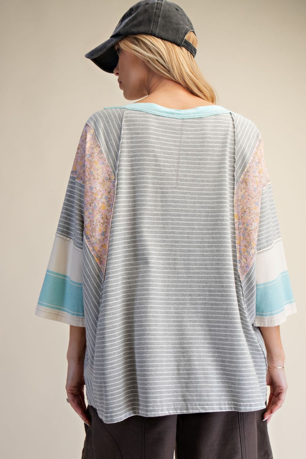 Easel Striped Washed Top - CN
