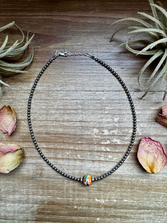 Silver Pearl & Mojave Bead Choker - CN